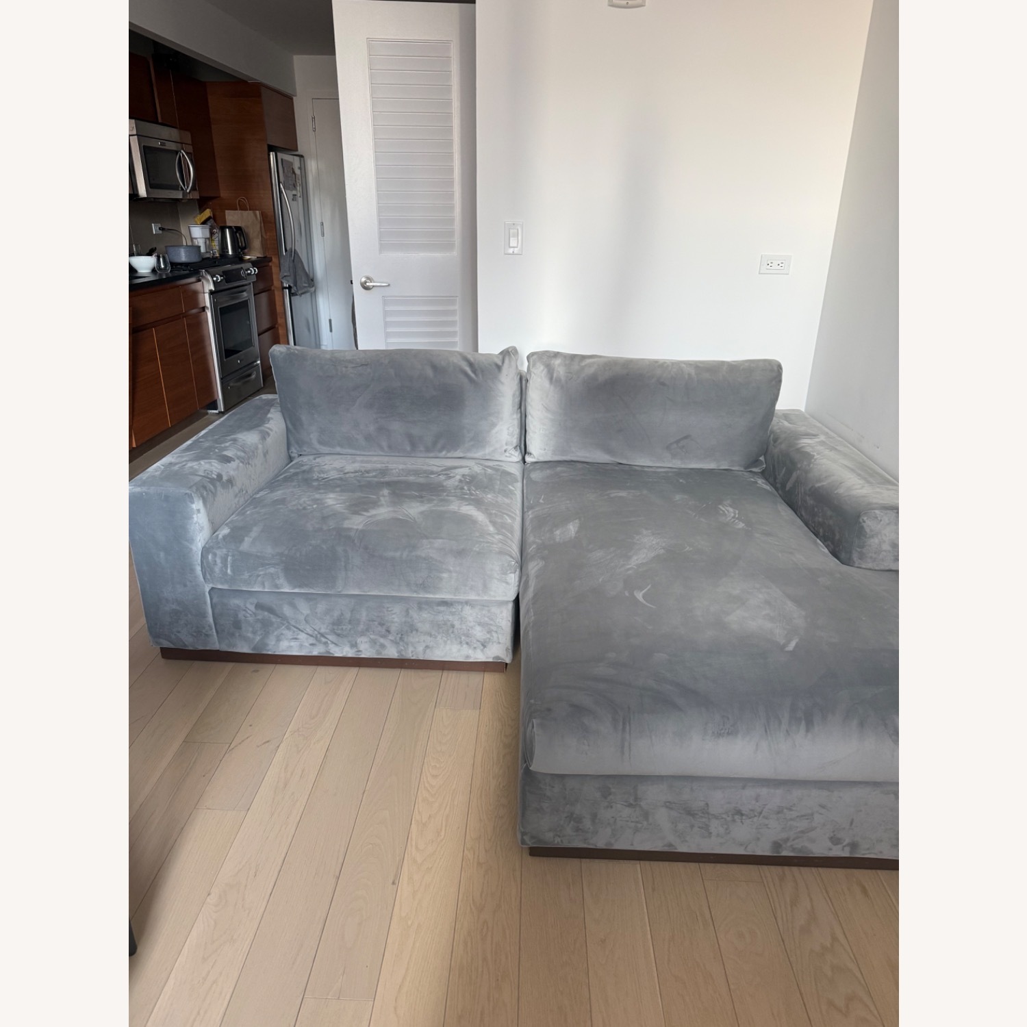 Joybird Holt Contemporary Gray Velvet Sectional - image-4