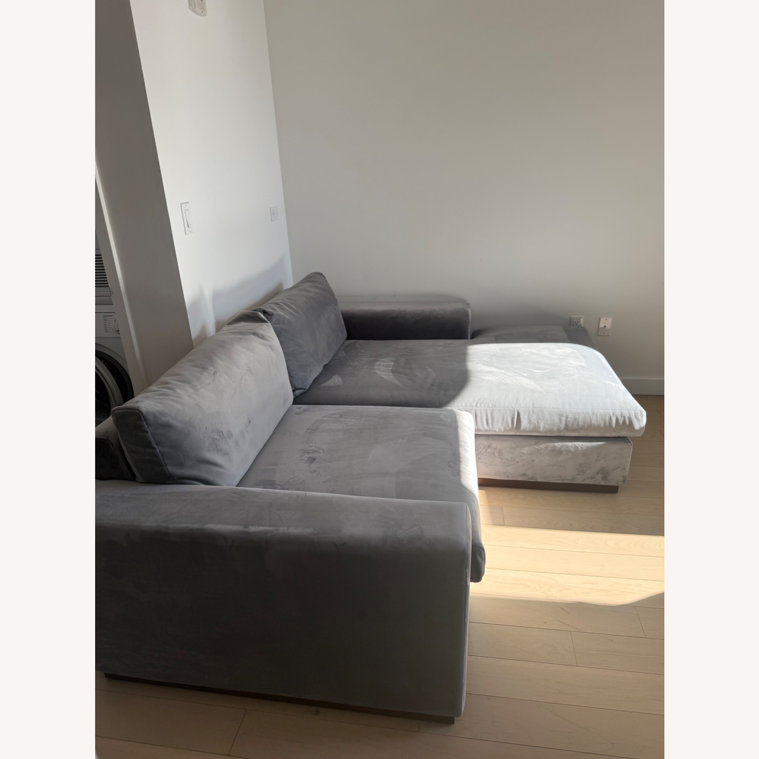 Joybird Holt Contemporary Gray Velvet Sectional - image-6