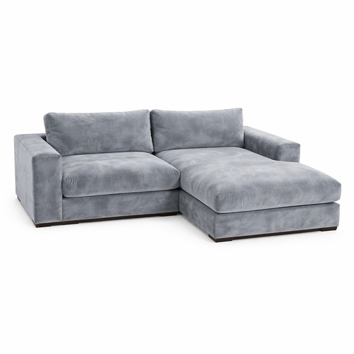 Used Joybird Holt Contemporary Gray Velvet Sectional for sale on AptDeco