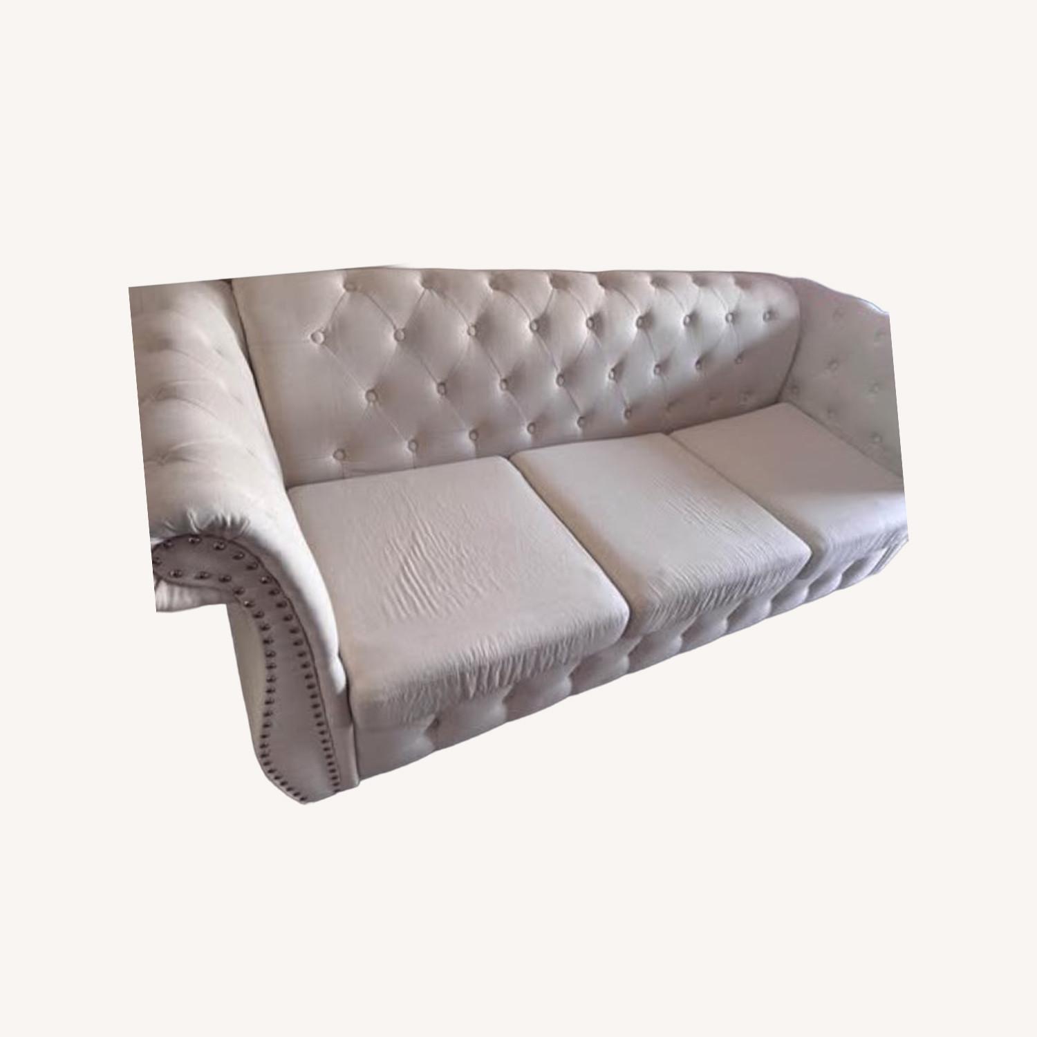 White Fabric 3+ Seater Sofa - image-0