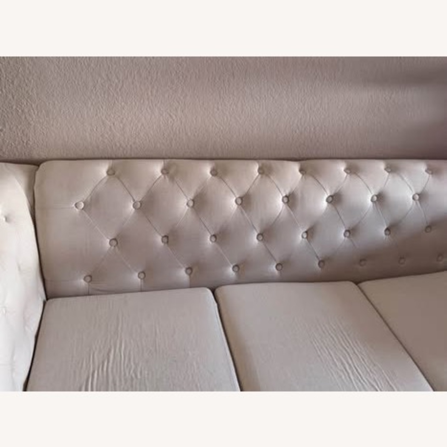 White Fabric 3+ Seater Sofa - image-5