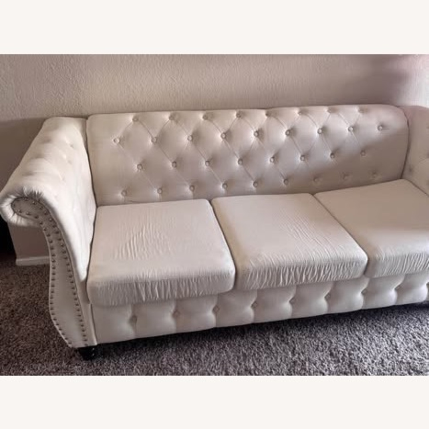 White Fabric 3+ Seater Sofa - image-4