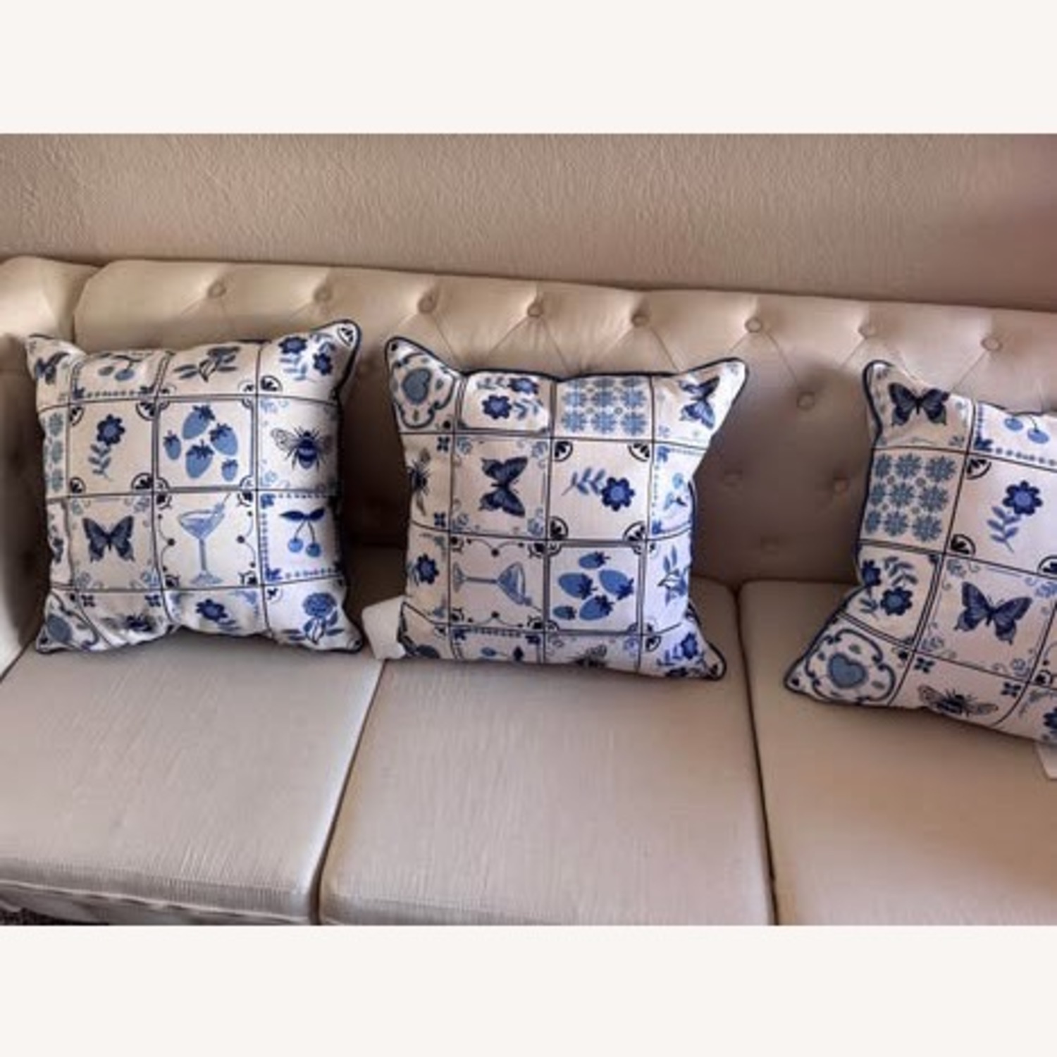 White Fabric 3+ Seater Sofa - image-1