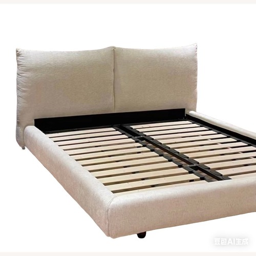 Used White Fabric Queen Bed for sale on AptDeco