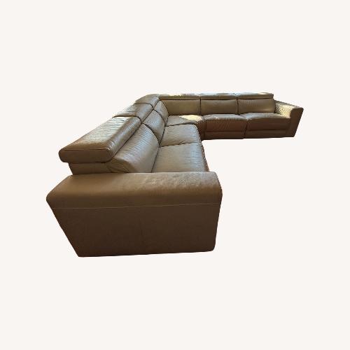Used Beige Leather 5 Piece Sectional Recliner for sale on AptDeco