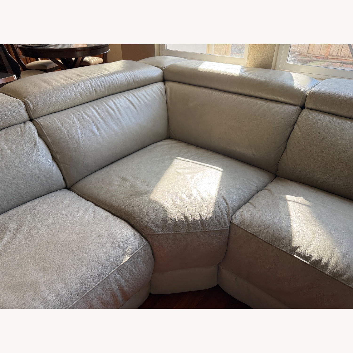 Beige Leather 5 Piece Sectional Recliner - image-4