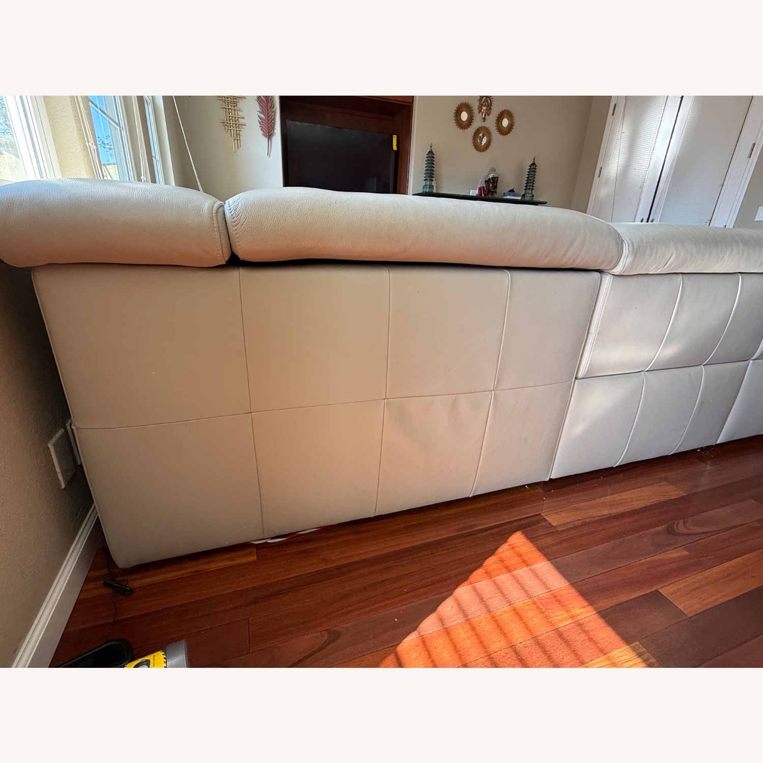 Beige Leather 5 Piece Sectional Recliner - image-8