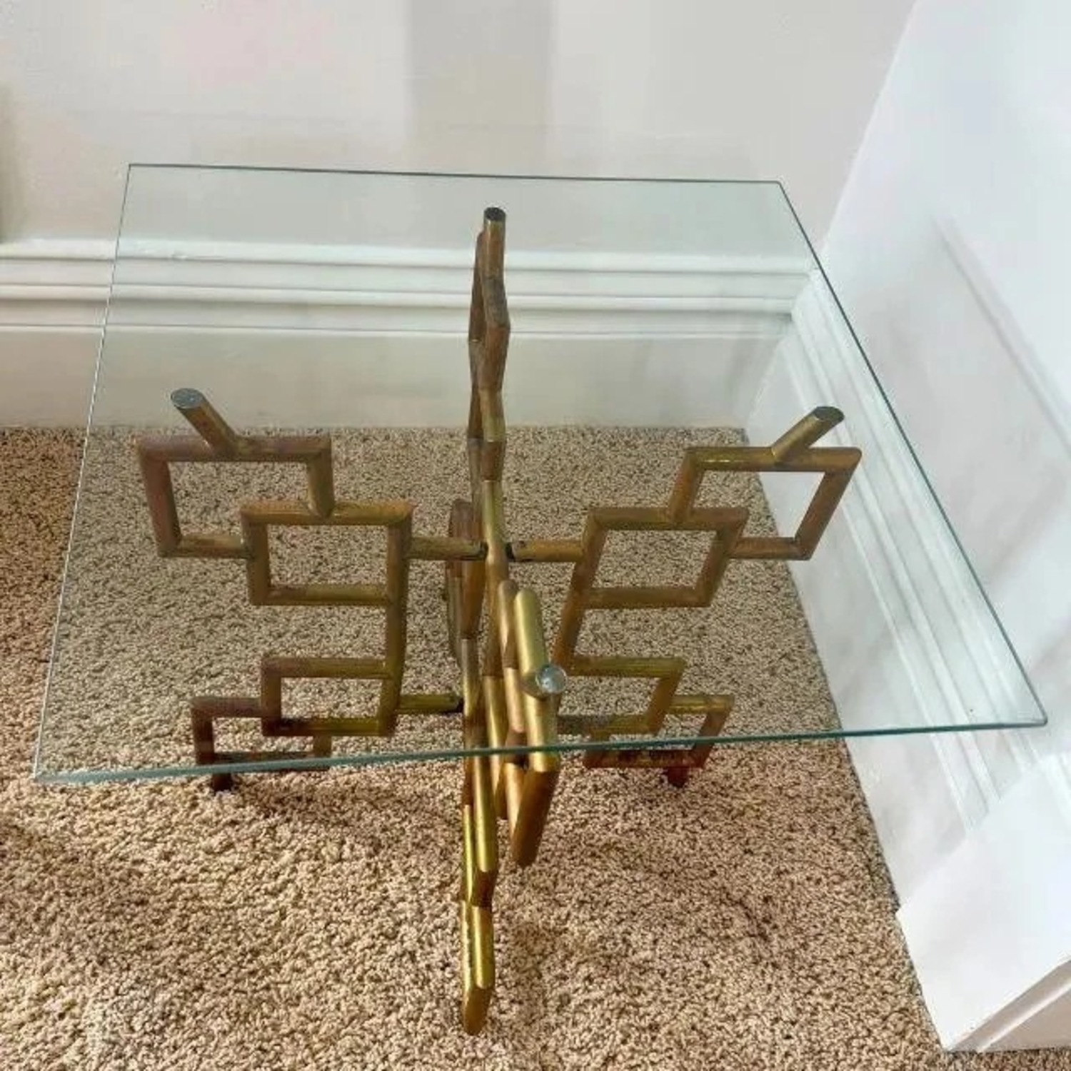 Vintage Brass/Glass Geometric Side Tables (2) - image-3