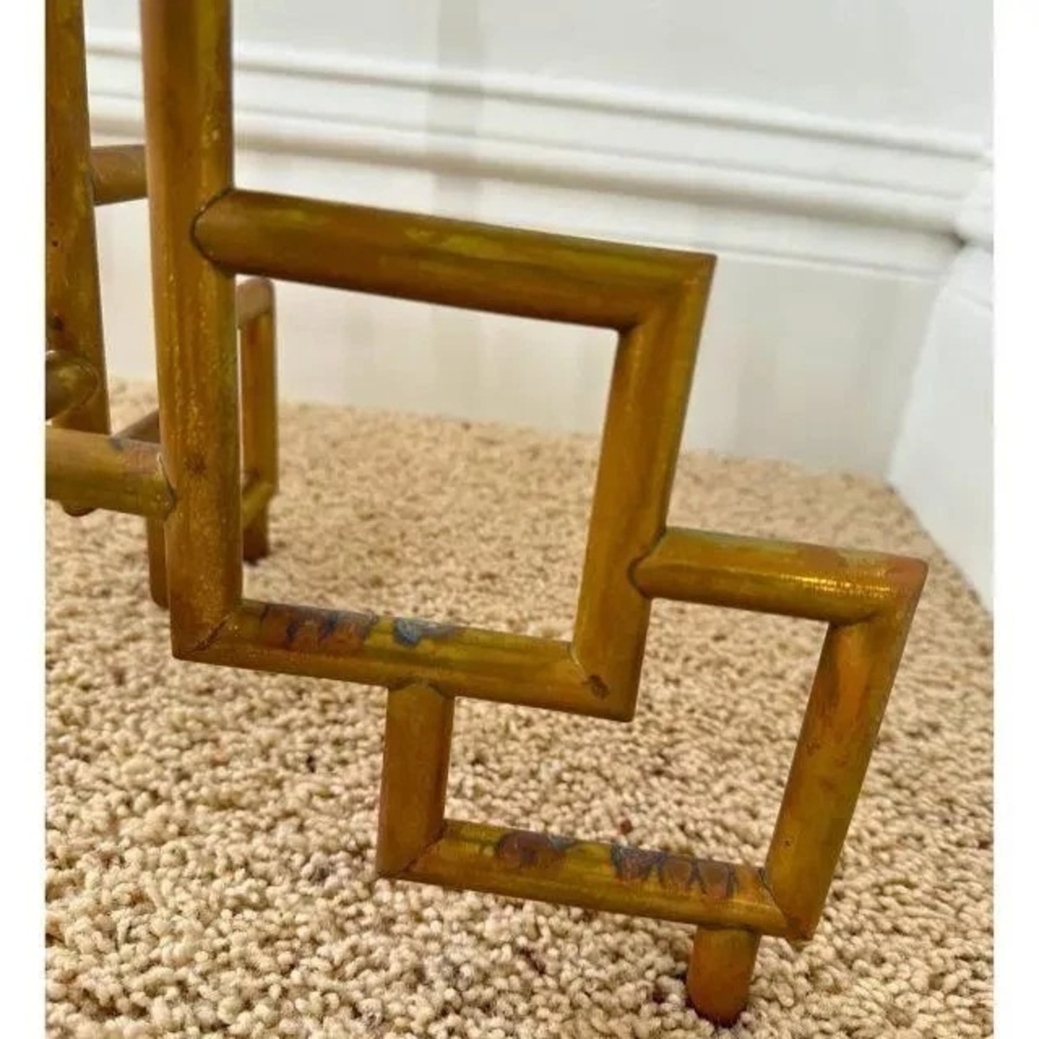 Vintage Brass/Glass Geometric Side Tables (2) - image-5