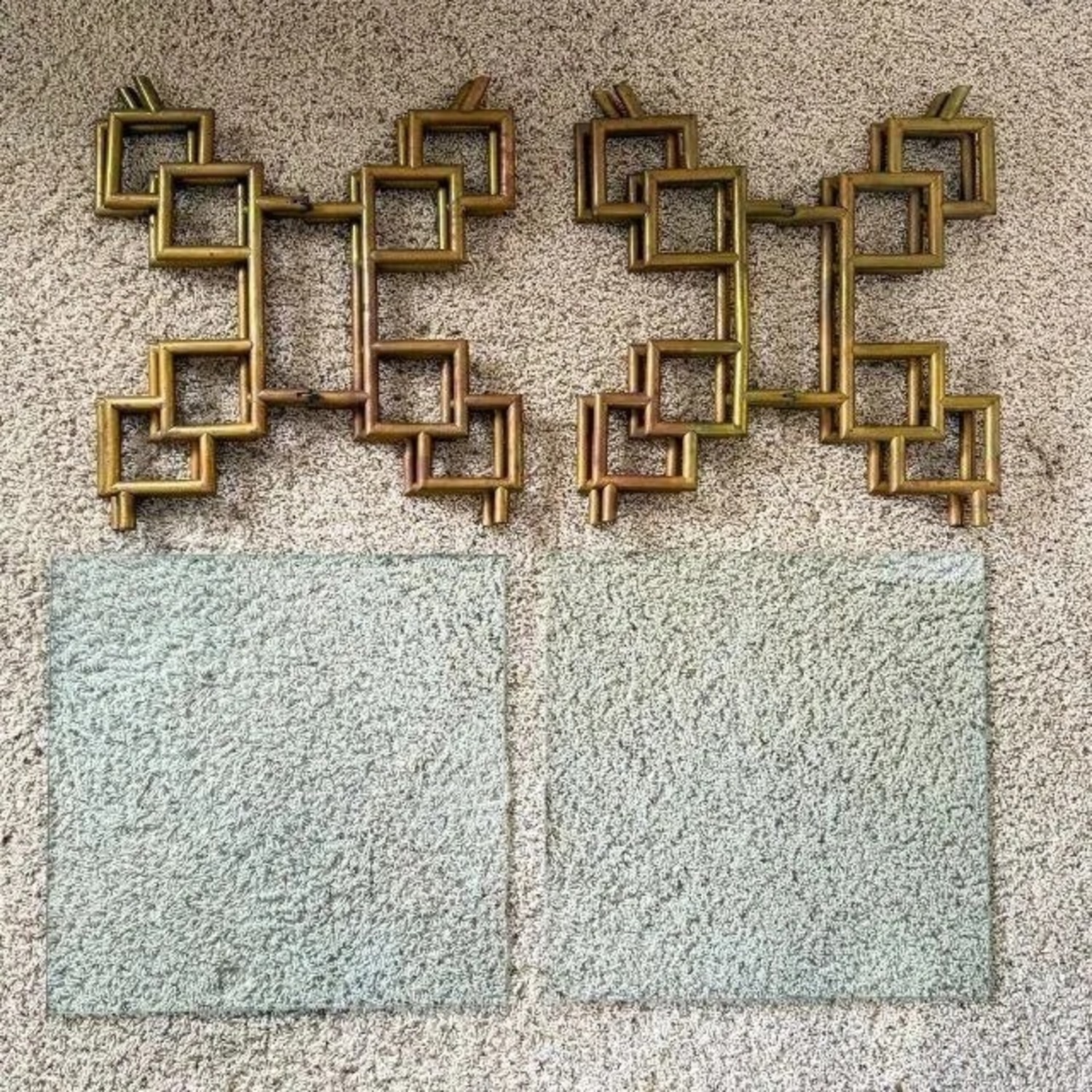 Vintage Brass/Glass Geometric Side Tables (2) - image-8