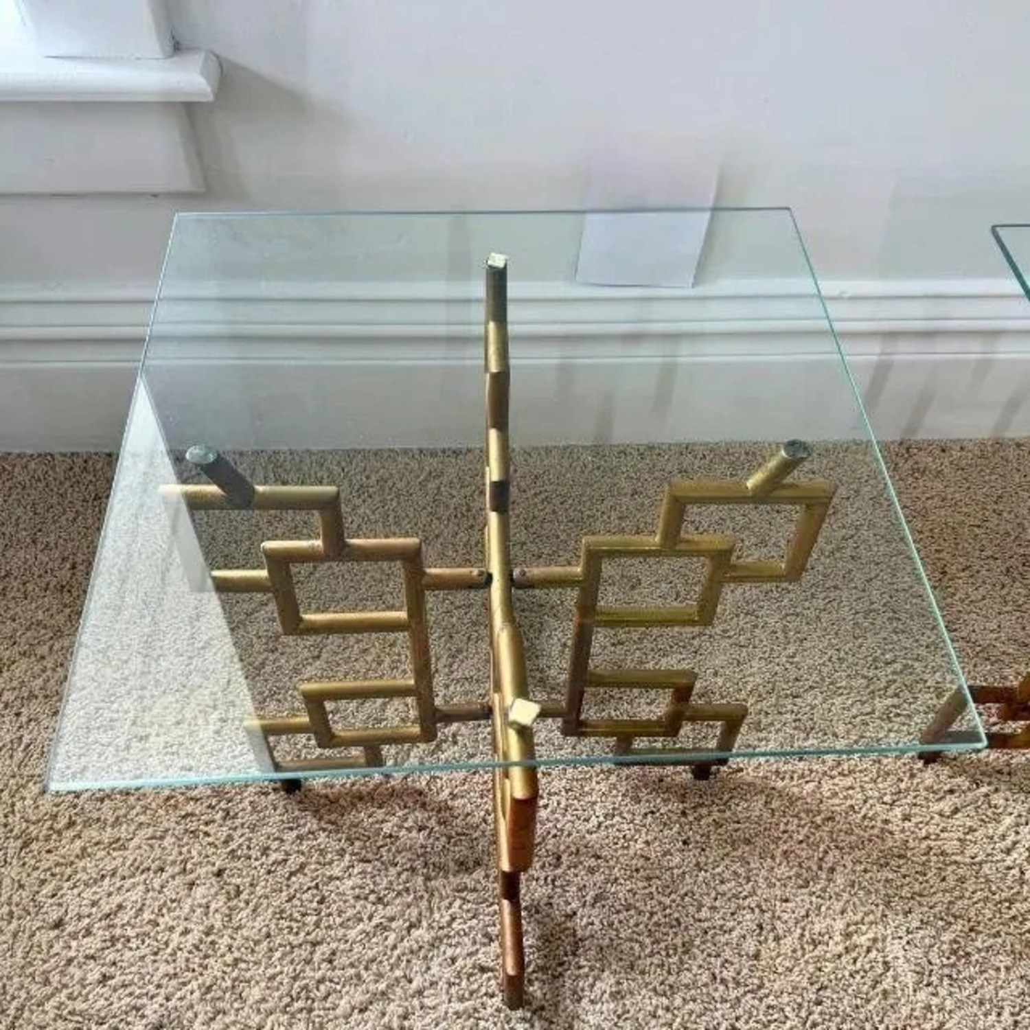 Vintage Brass/Glass Geometric Side Tables (2) - image-4