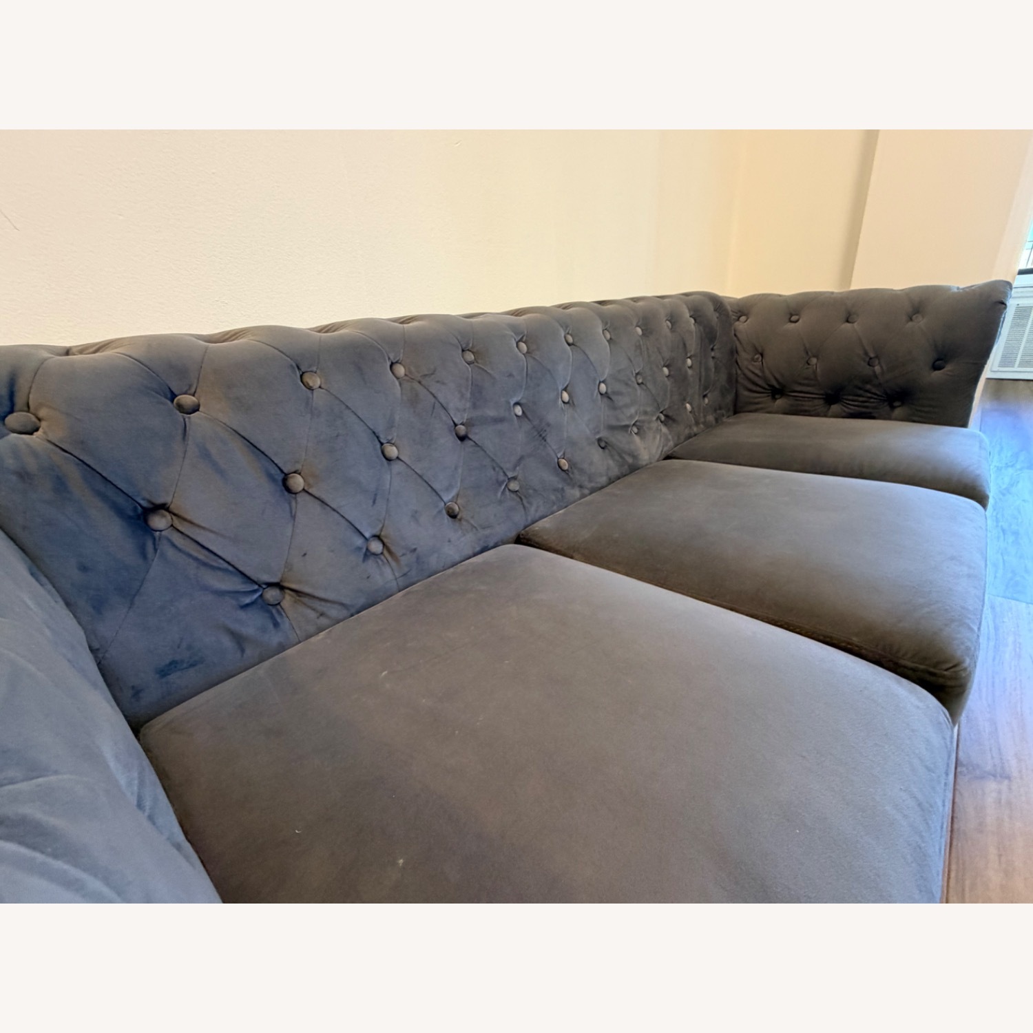 Dark Gray Velvet 3+ Seater Sofa - image-3