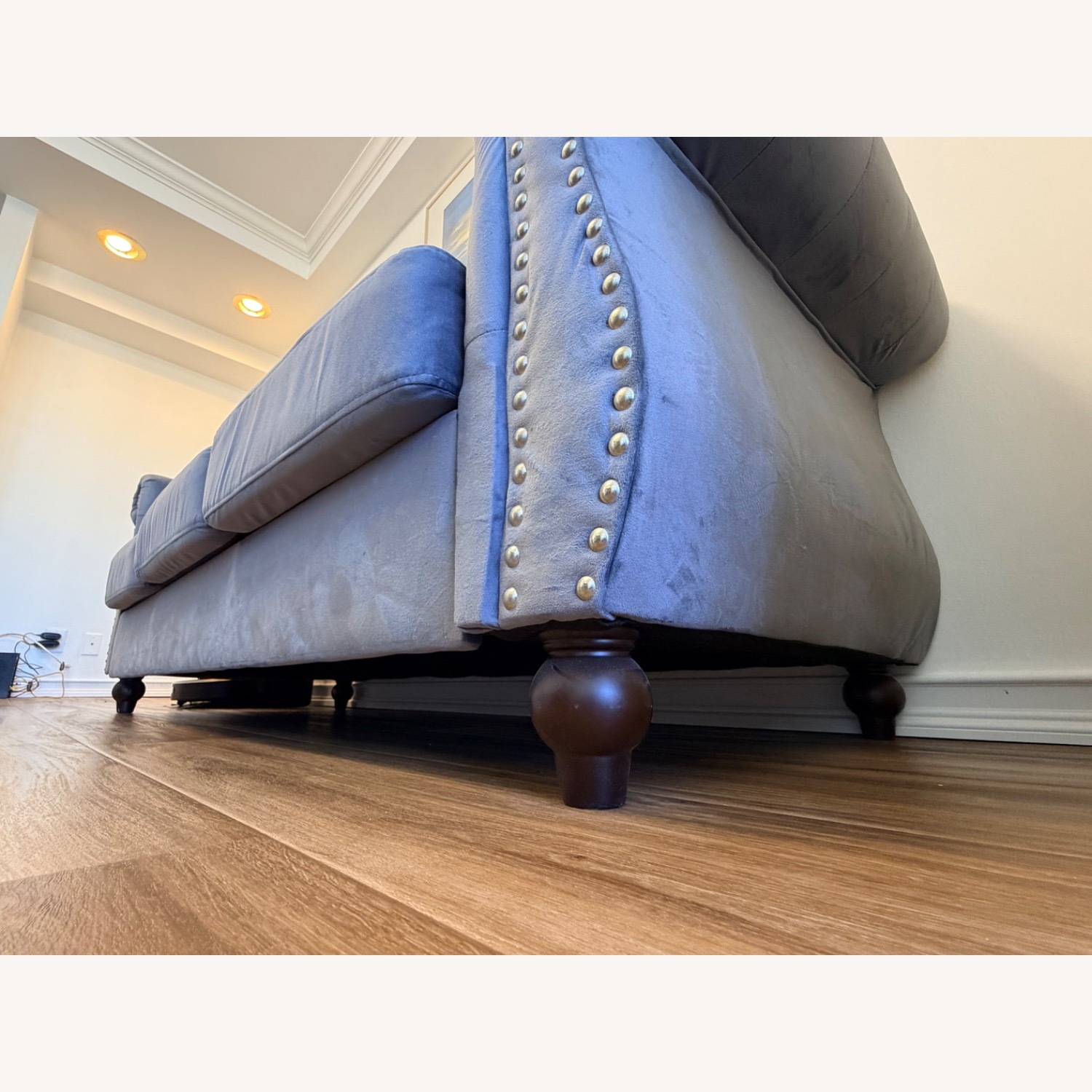 Dark Gray Velvet 3+ Seater Sofa - image-4