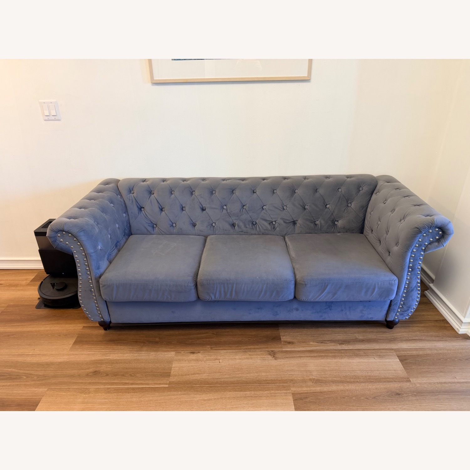 Dark Gray Velvet 3+ Seater Sofa - image-1