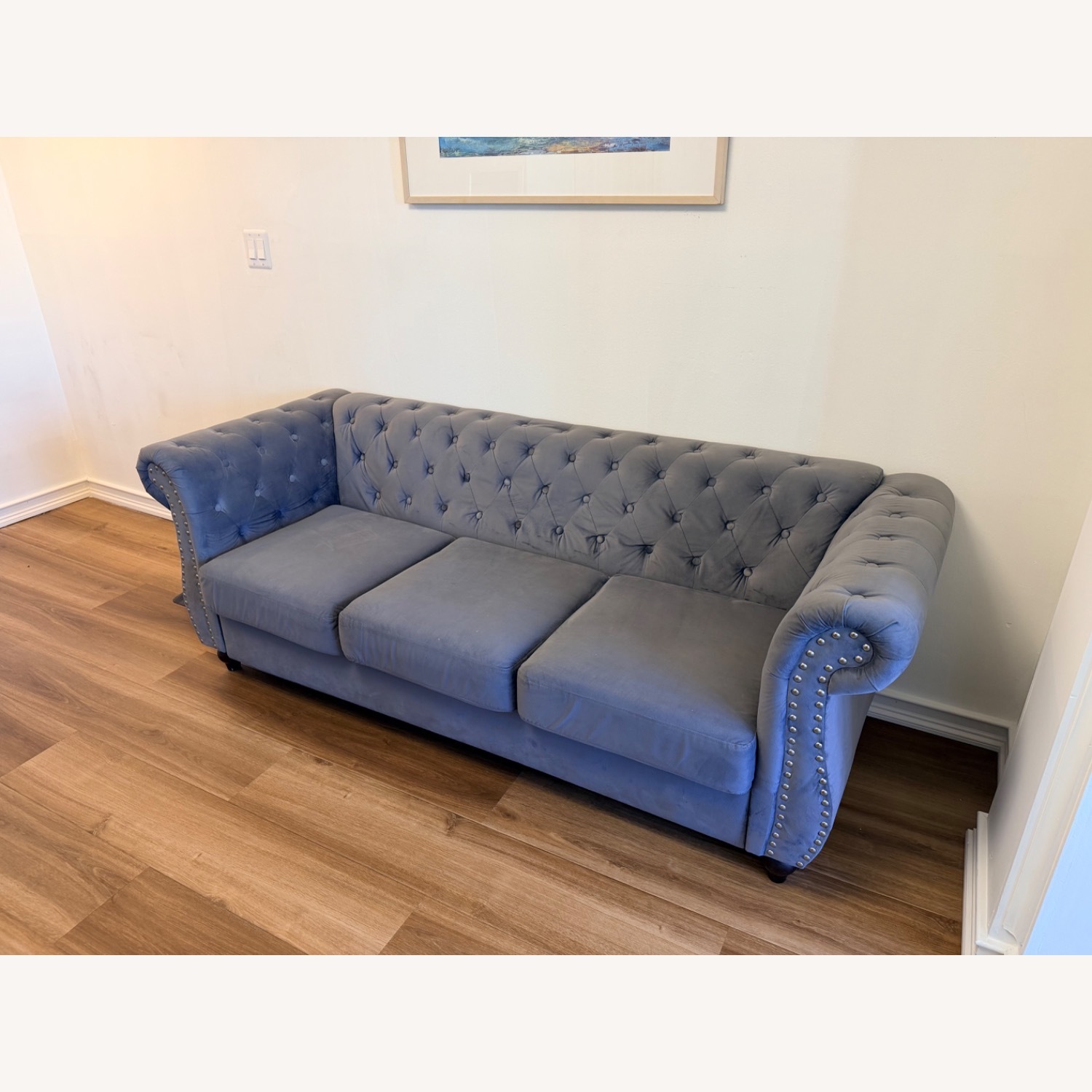 Dark Gray Velvet 3+ Seater Sofa - image-0