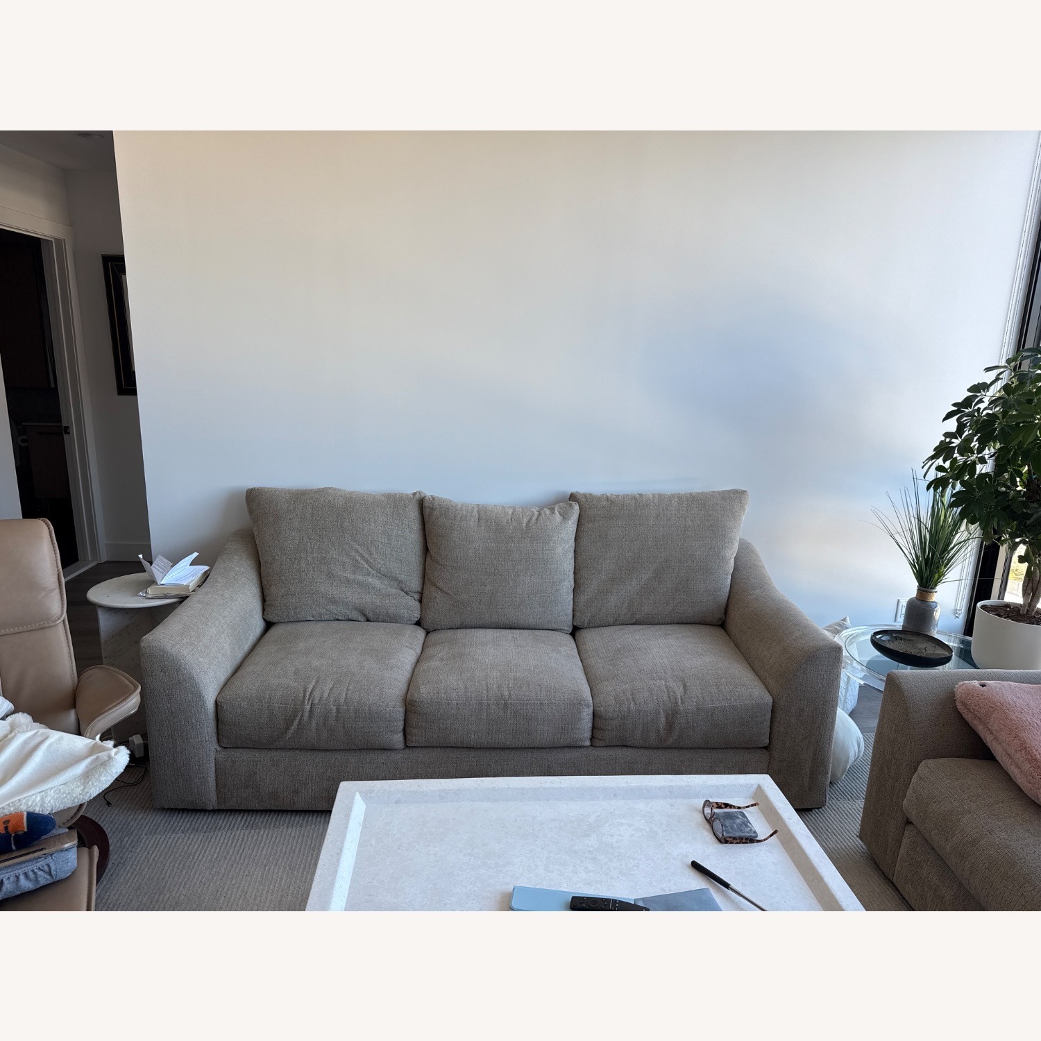 Raymour & Flanigan Tatum Sand Colored Fabric Sofa - image-2