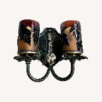 Pilgrim Glass Double Light Sconces Pair