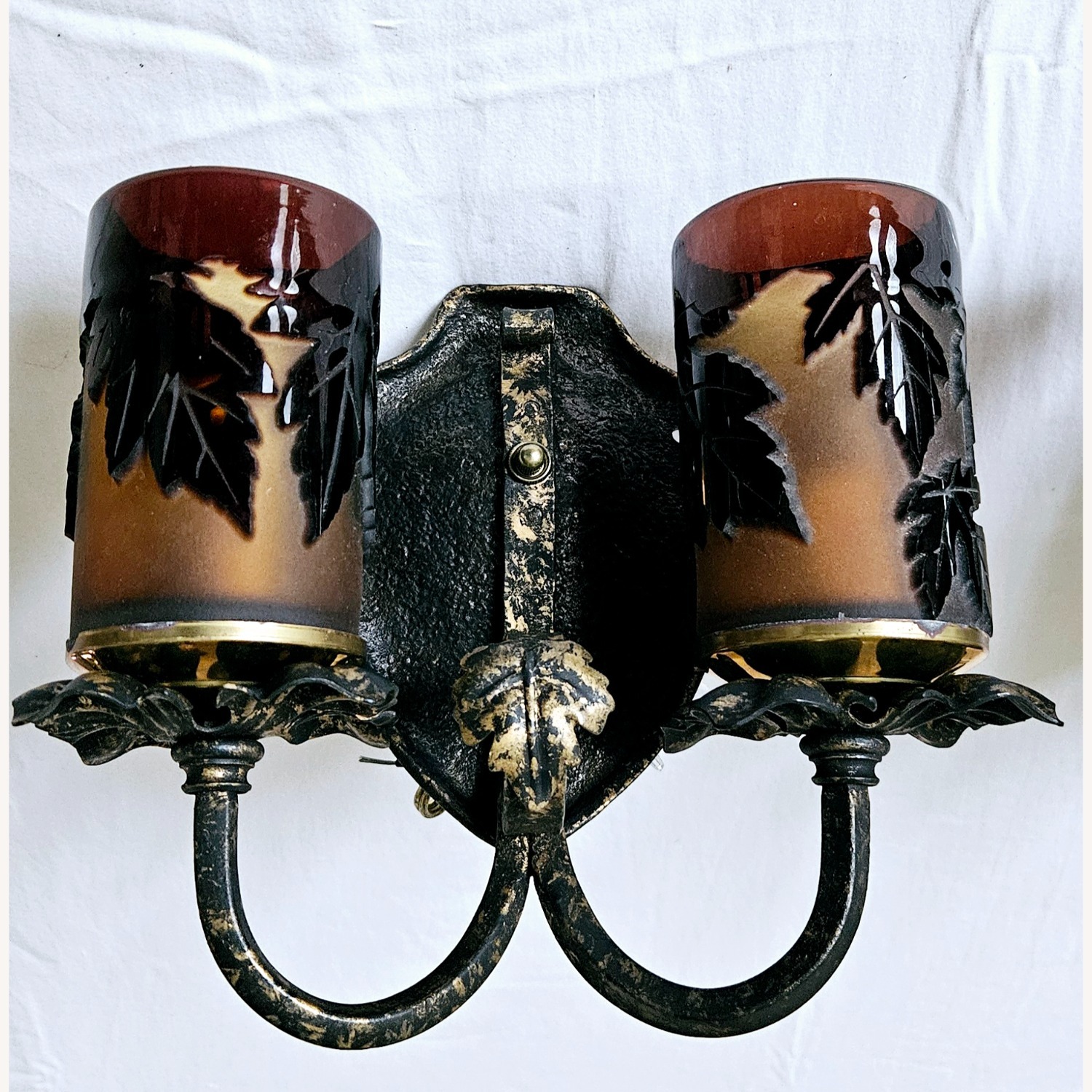 Pilgrim Glass Double Light Sconces Pair - image-9