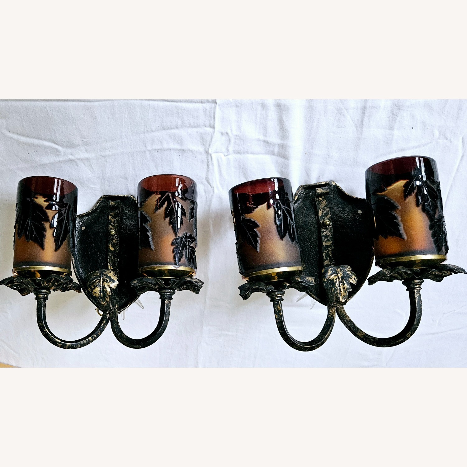 Pilgrim Glass Double Light Sconces Pair - image-7