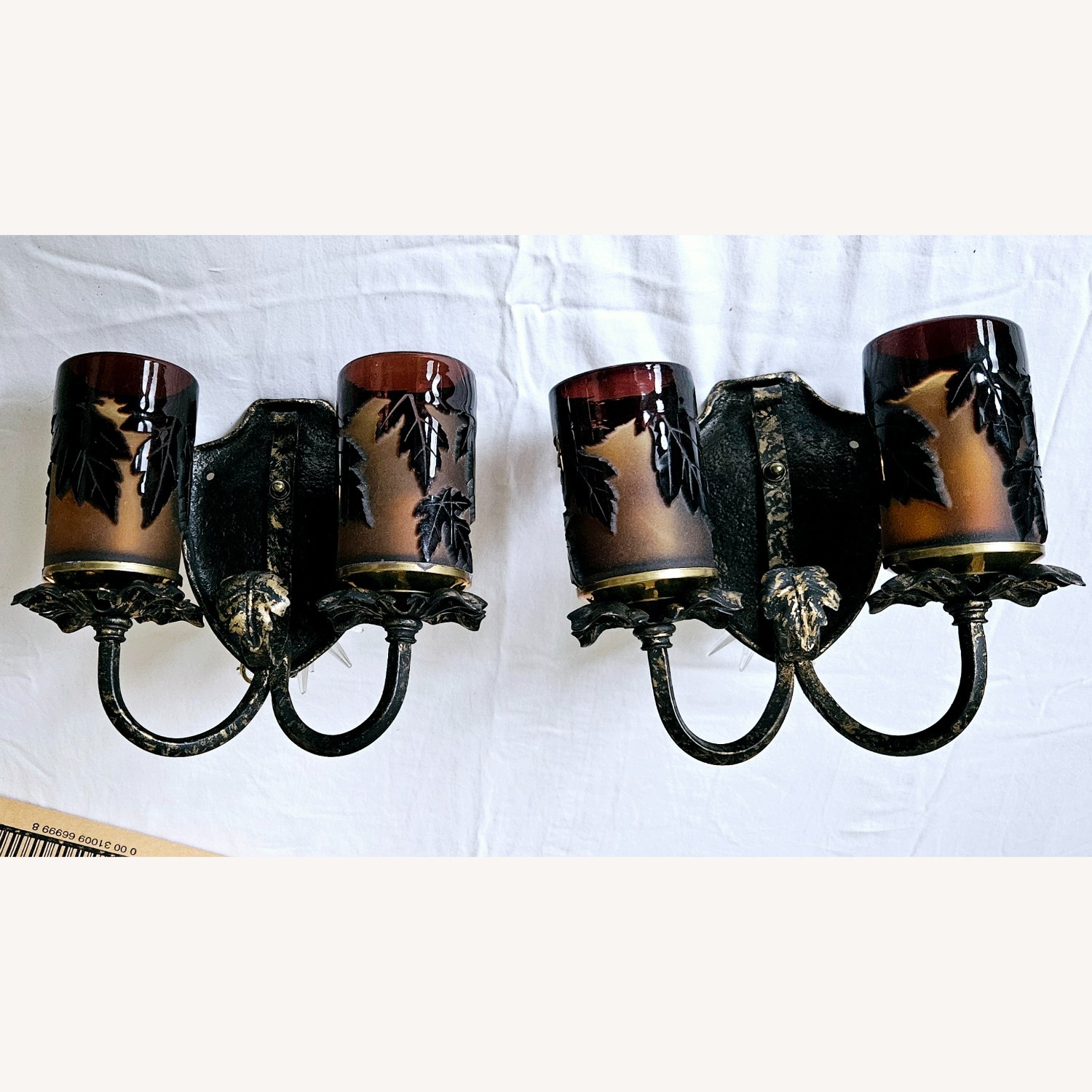 Pilgrim Glass Double Light Sconces Pair - image-1