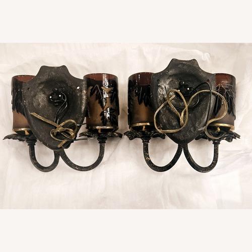 Used Pilgrim Glass Double Light Sconces Pair for sale on AptDeco