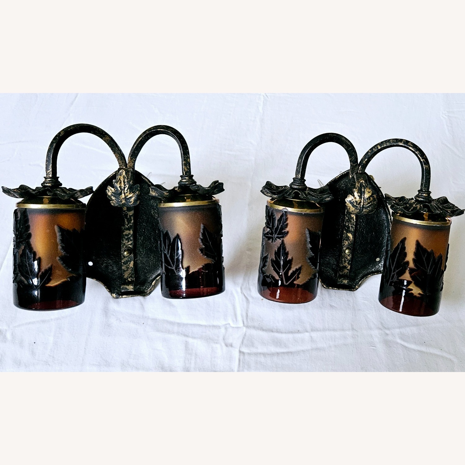 Pilgrim Glass Double Light Sconces Pair - image-8