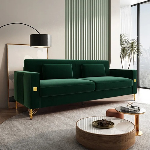 Used Deondry Green Velvet 3+ Seater Sofa for sale on AptDeco