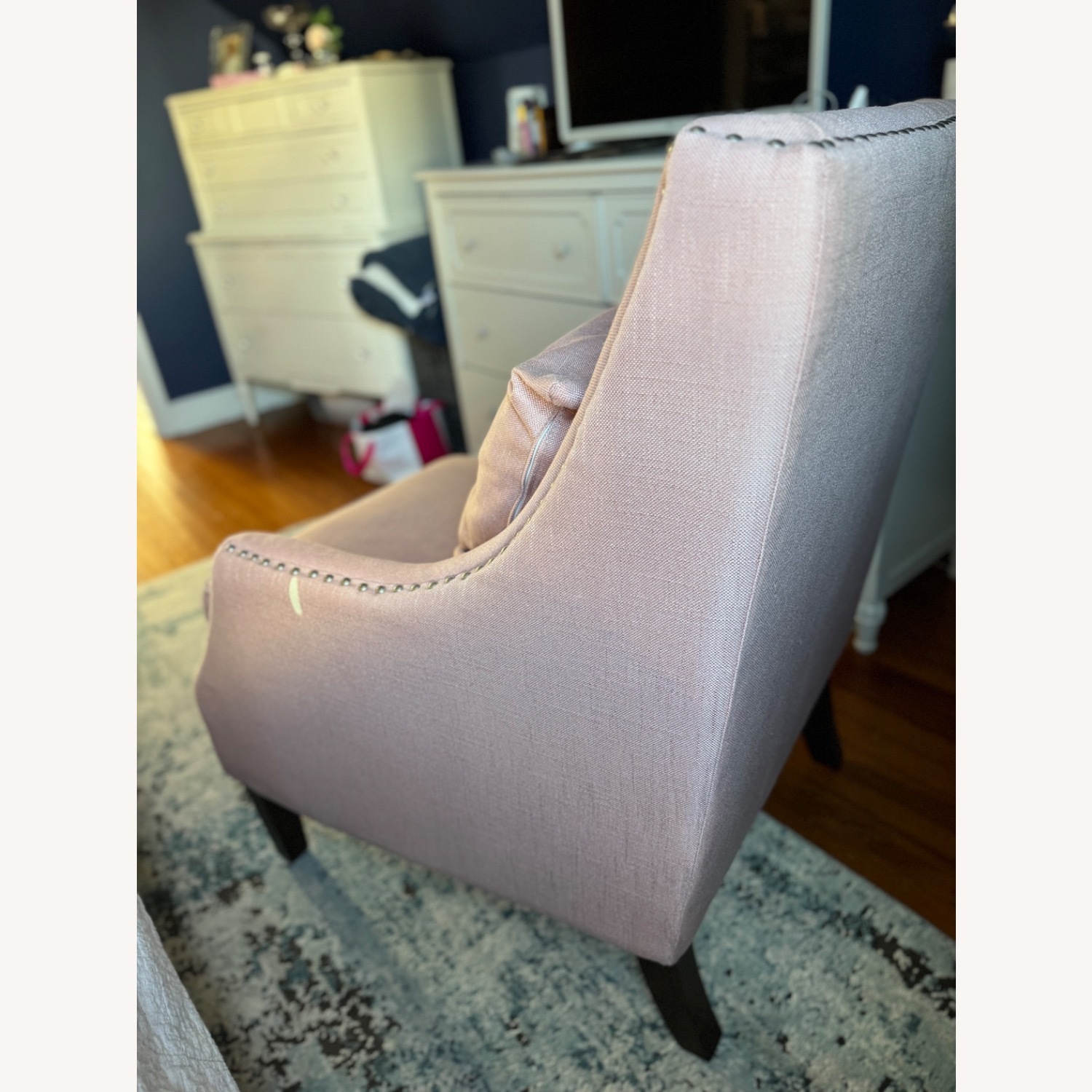 Uttermost Blush Pink Fabric Armchair - image-1