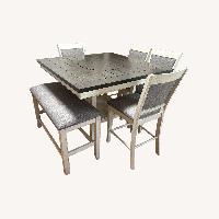 Ashley Furniture Light Gray Wood Dining Set