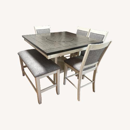 Used Ashley Furniture Light Gray Wood Dining Set for sale on AptDeco