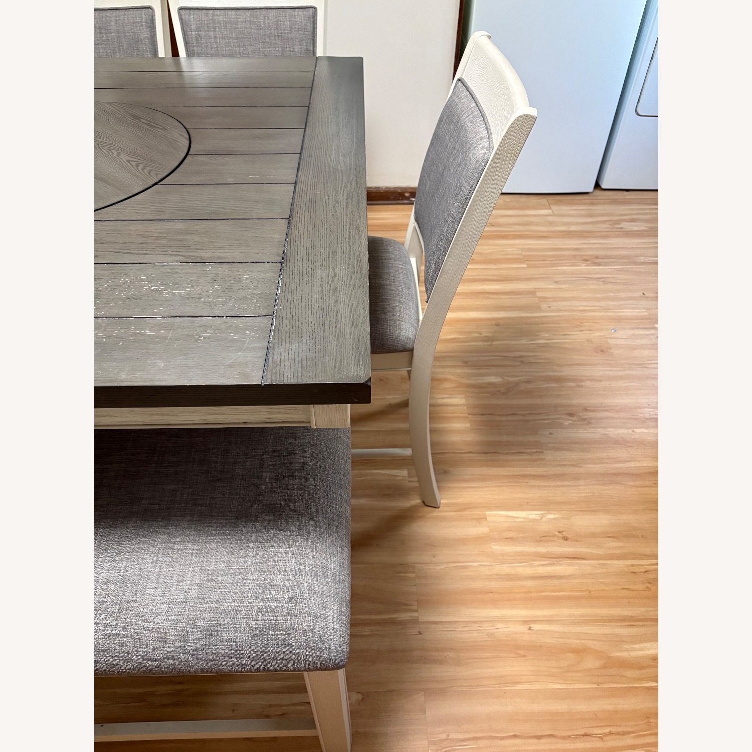 Ashley Furniture Light Gray Wood Dining Set - image-3