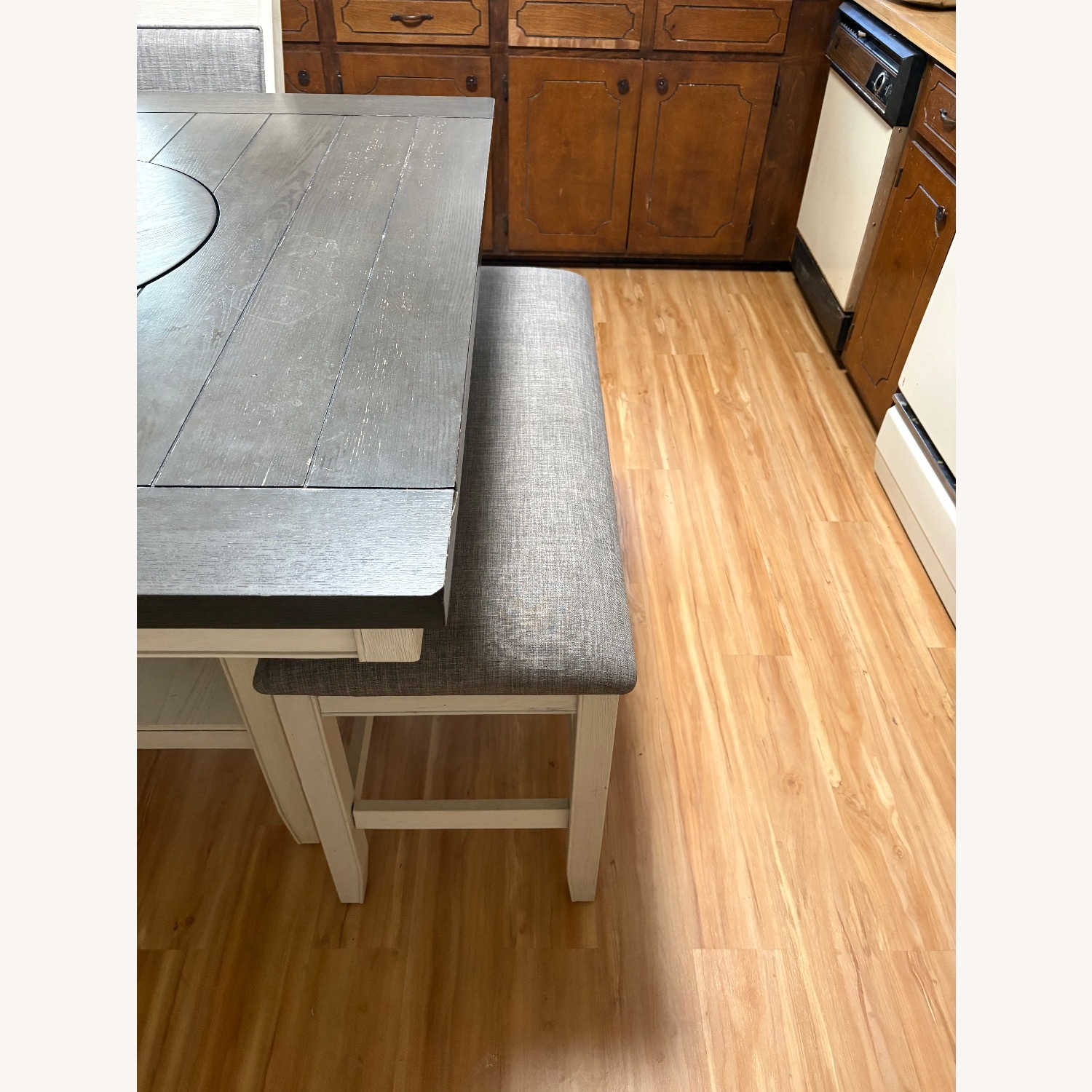 Ashley Furniture Light Gray Wood Dining Set - image-2