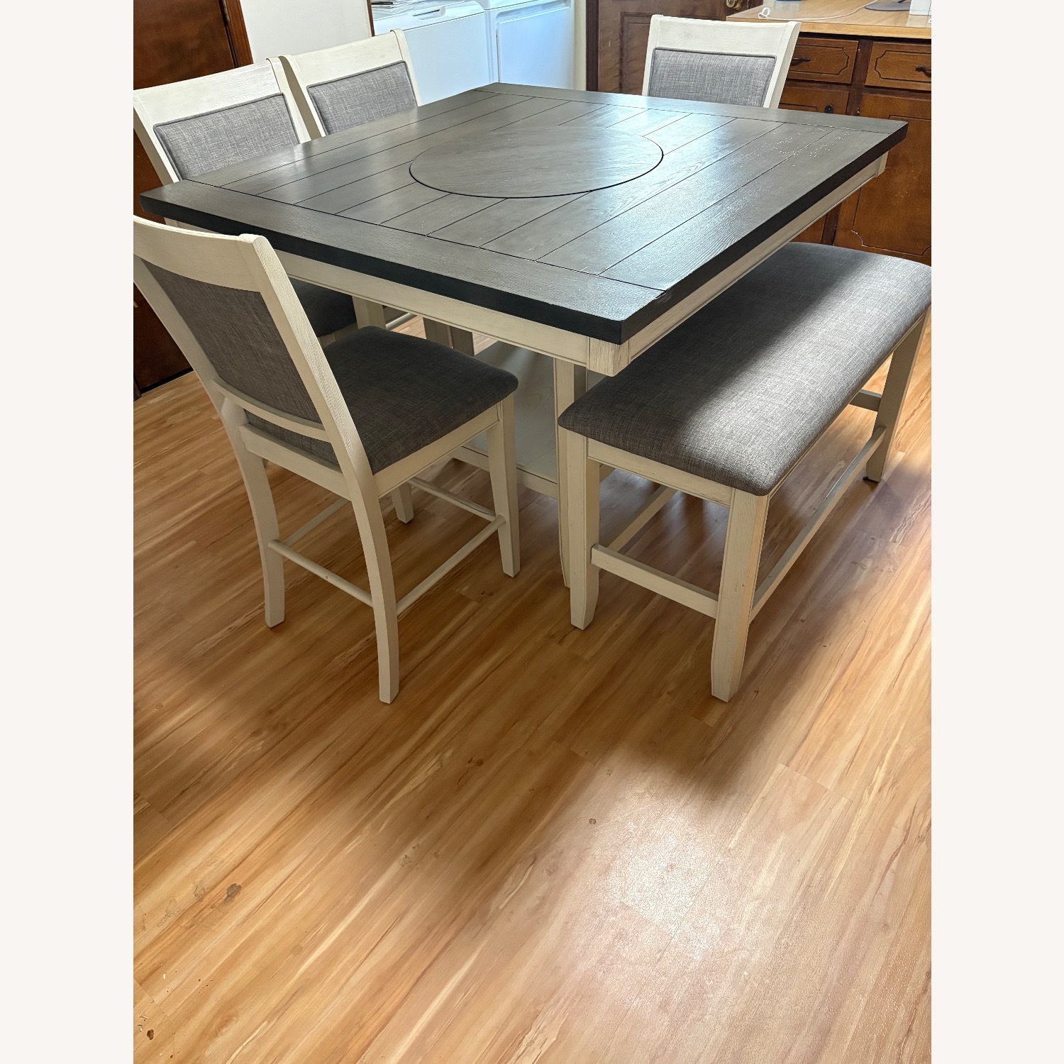 Ashley Furniture Light Gray Wood Dining Set - image-5
