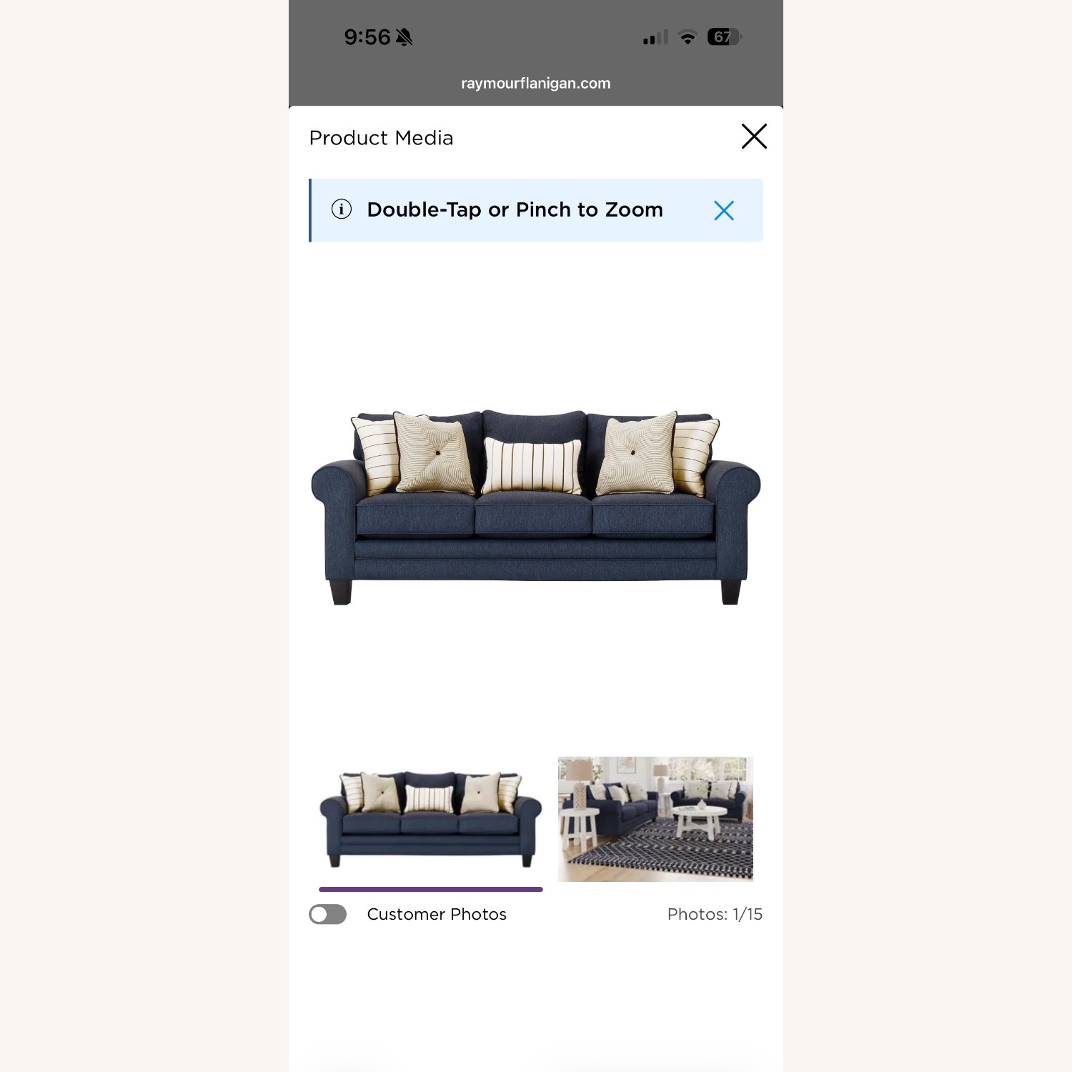 Mckinley Collection Blue Leather 3+ Seater Sofa - image-4