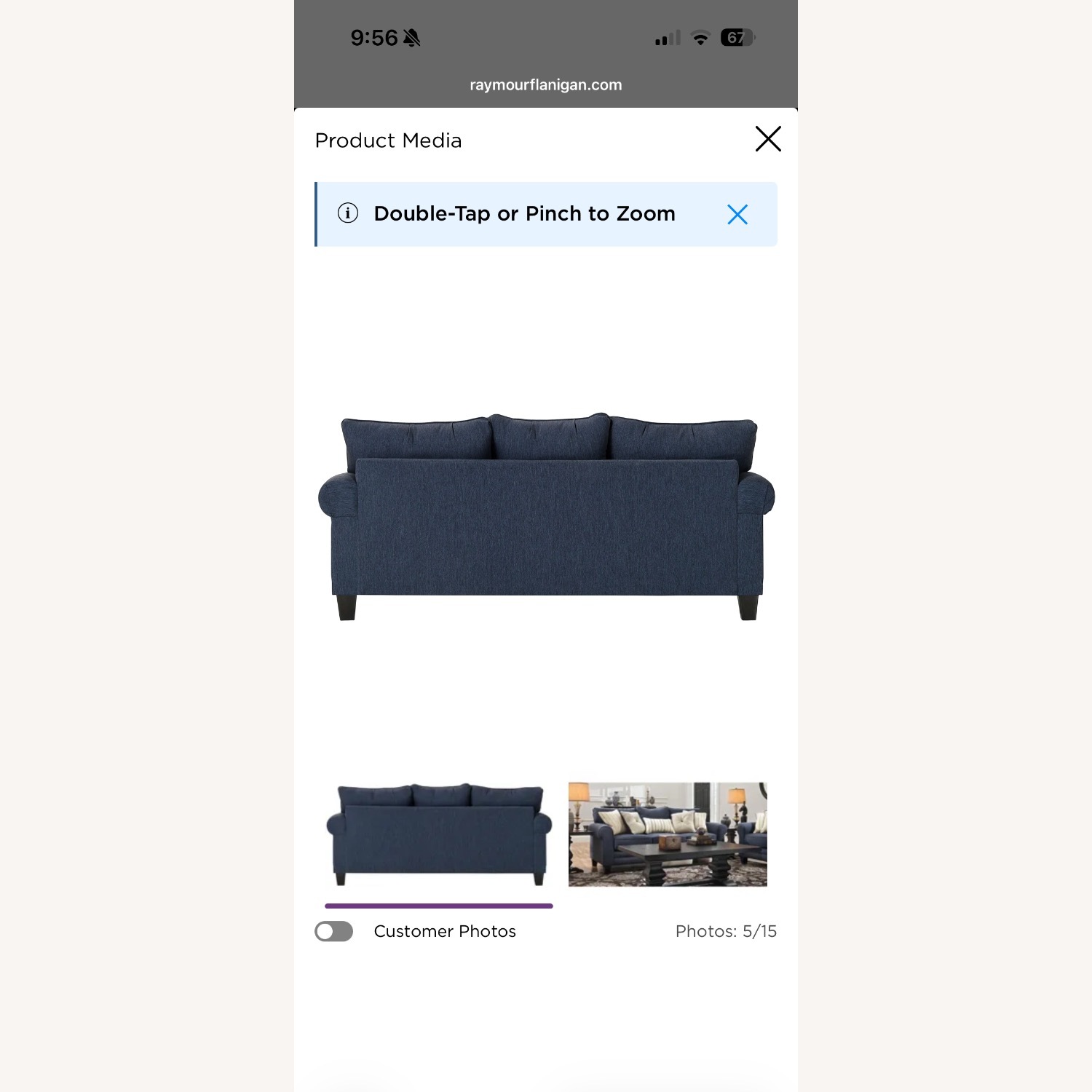 Mckinley Collection Blue Leather 3+ Seater Sofa - image-3