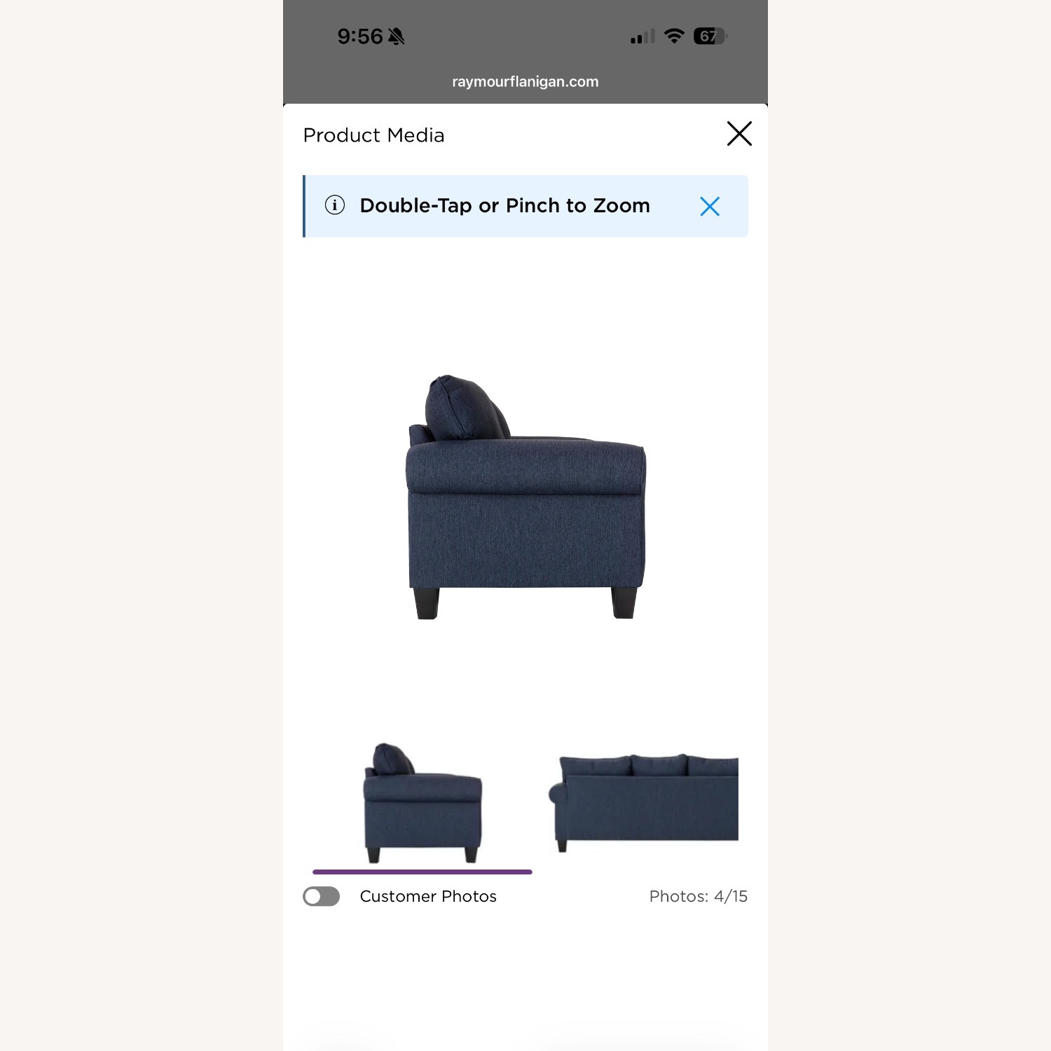 Mckinley Collection Blue Leather 3+ Seater Sofa - image-5