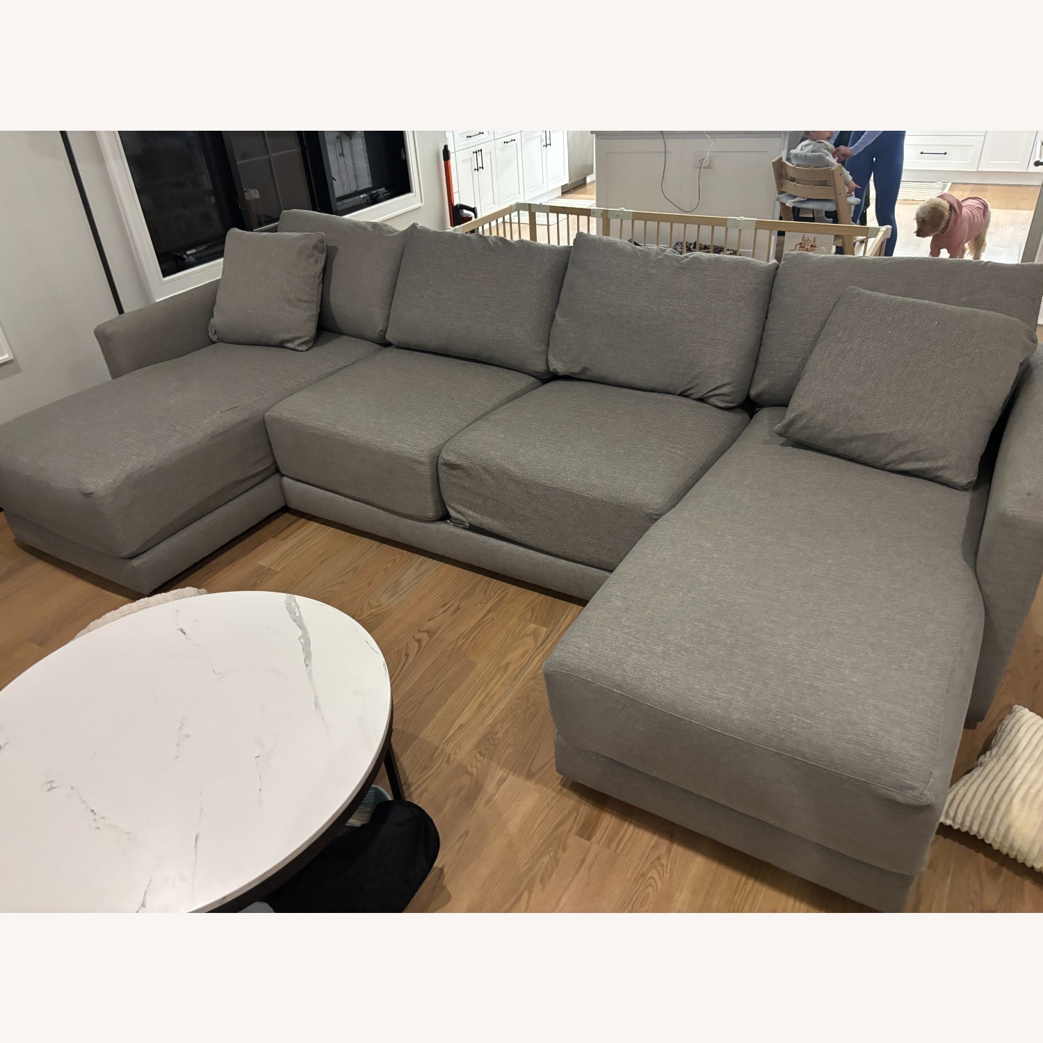 Crate & Barrel Dark Gray Fabric 3+ Seater Sofa - image-1