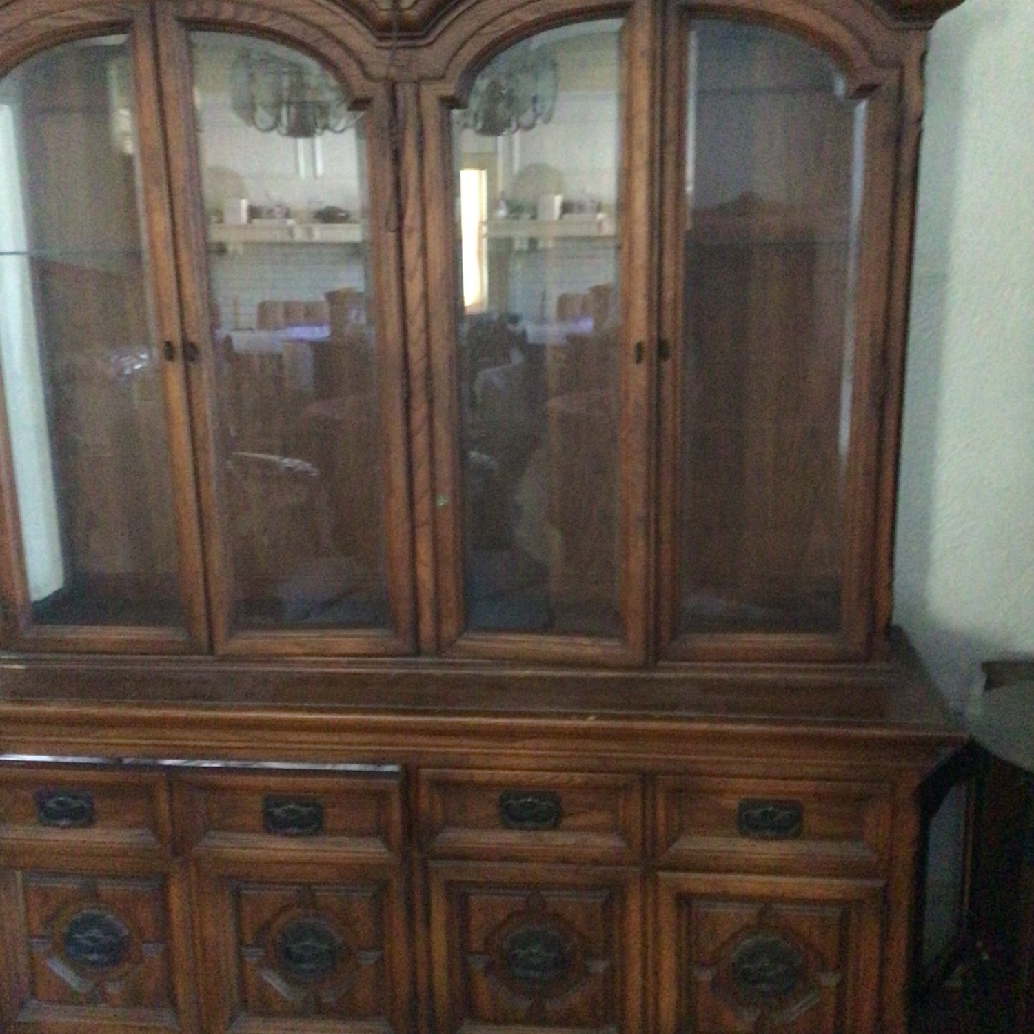 Vintage/Antique Light Brown Wood Wall Unit - image-2