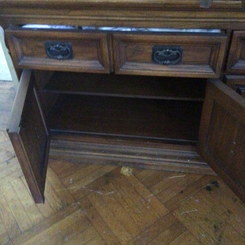 Used Vintage/Antique Light Brown Wood Wall Unit for sale on AptDeco