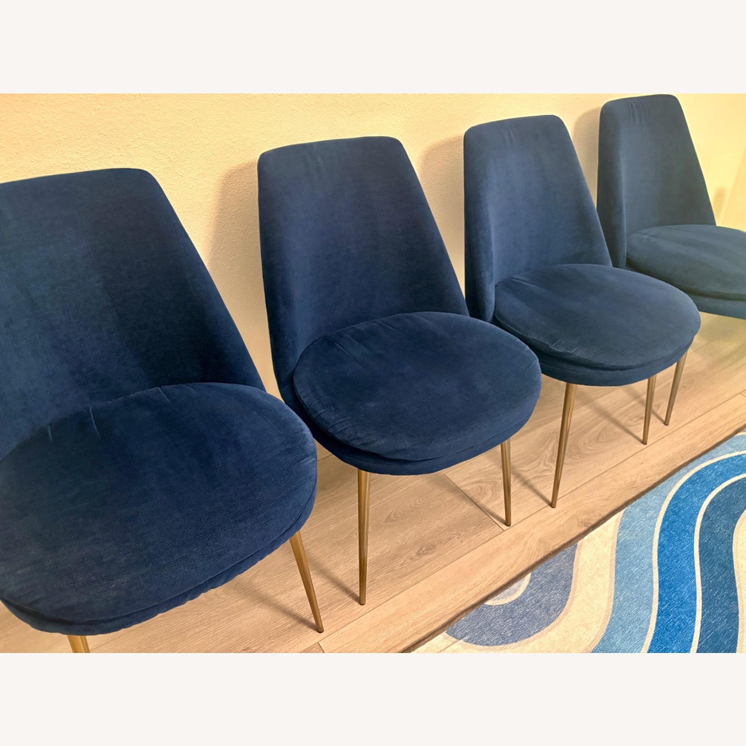 West Elm Finley Blue Velvet Dining Chairs - image-1