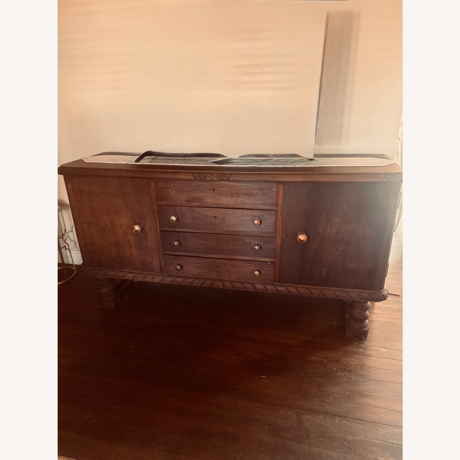 Vintage/Antique Dark Brown Wood Sideboard - image-1