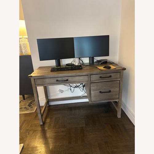 Used Pottery Barn Livingston Light Gray Desk for sale on AptDeco