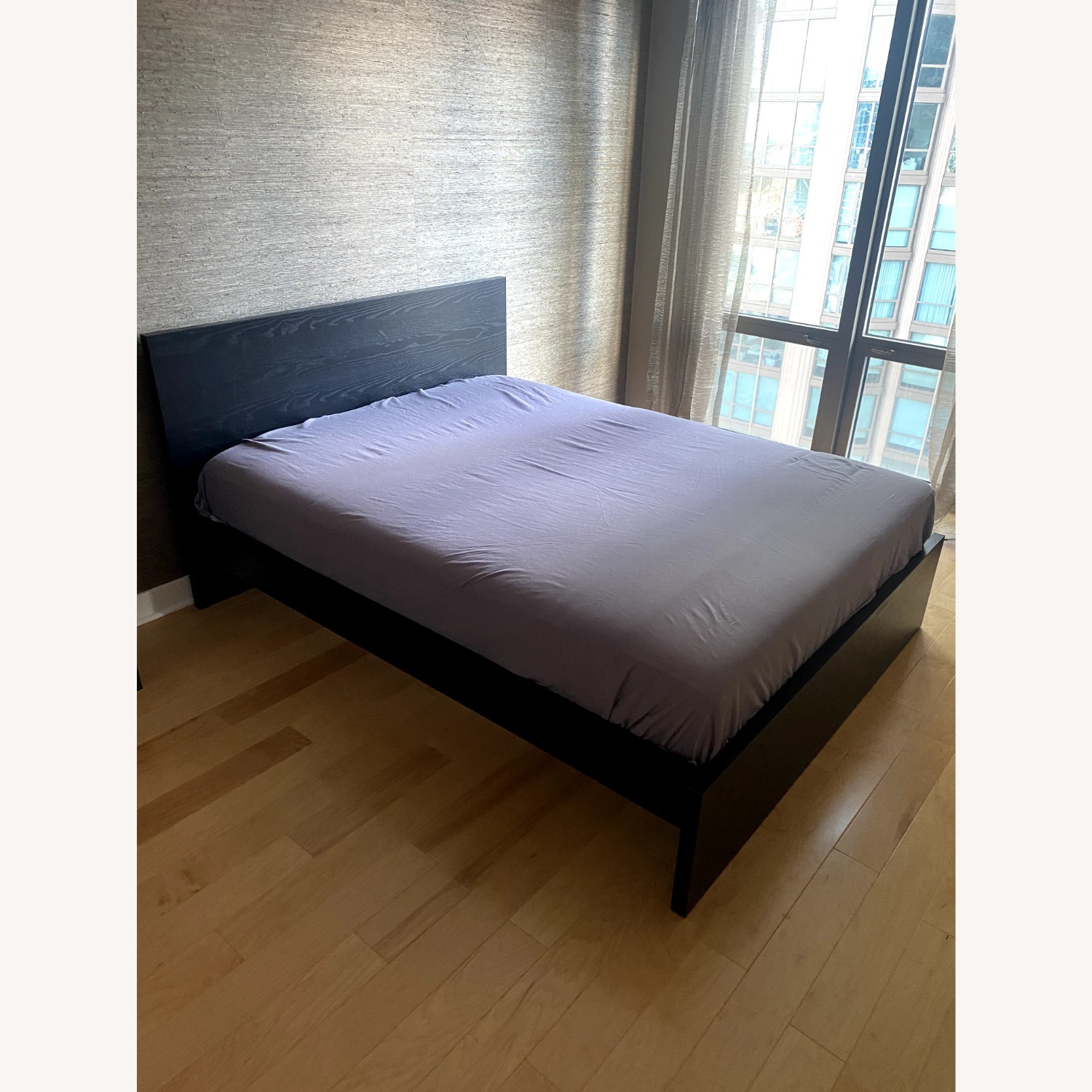 IKEA Malm Dark Gray Wood Queen Bed - image-2