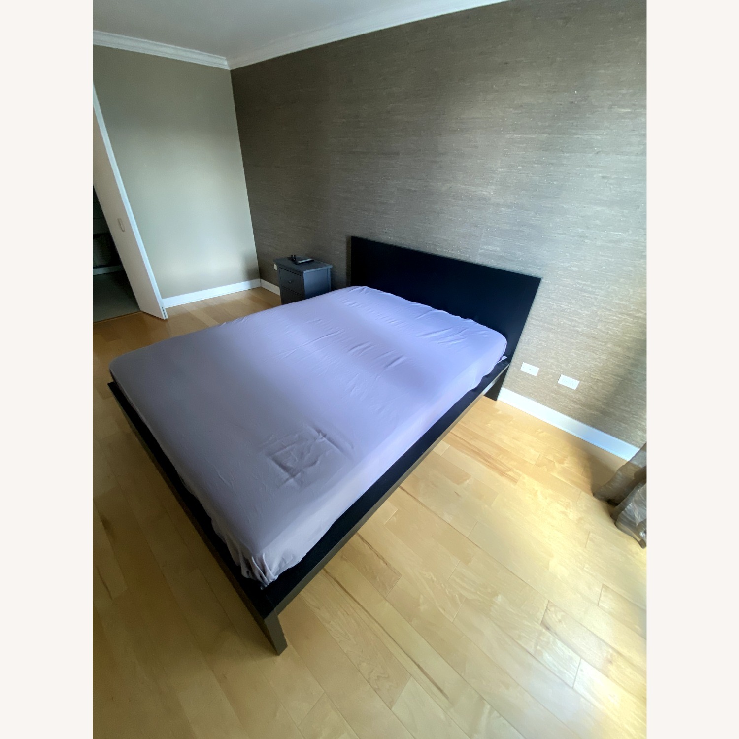 IKEA Malm Dark Gray Wood Queen Bed - image-1