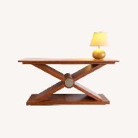 MCM Architectural X-Base Solid Walnut Console