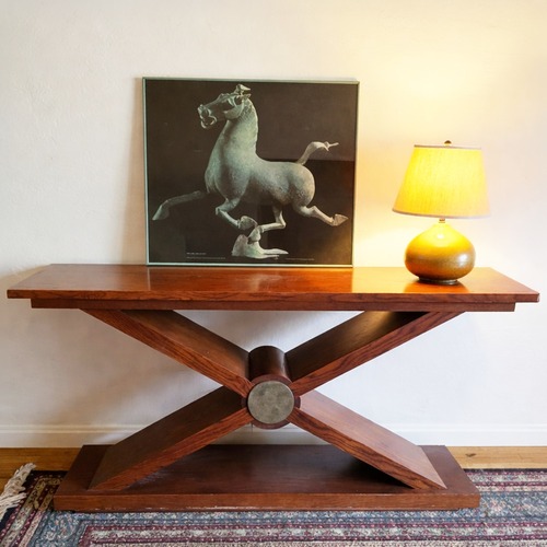 Used MCM Architectural X-Base Solid Walnut Console for sale on AptDeco