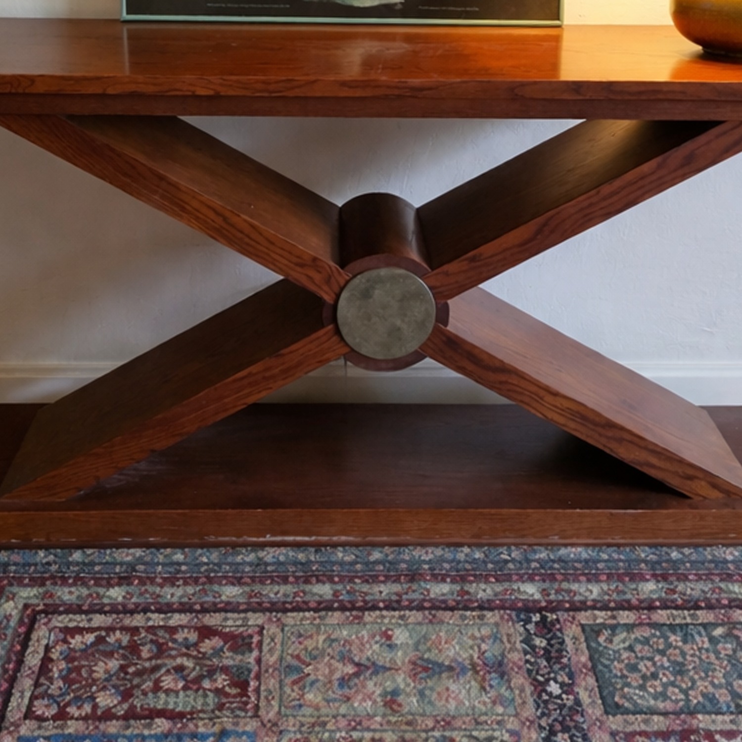 MCM Architectural X-Base Solid Walnut Console - image-3