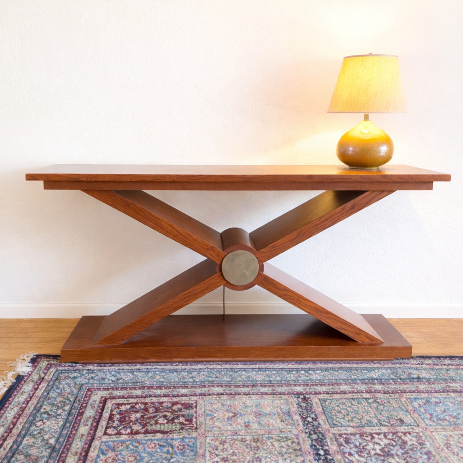MCM Architectural X-Base Solid Walnut Console - image-4