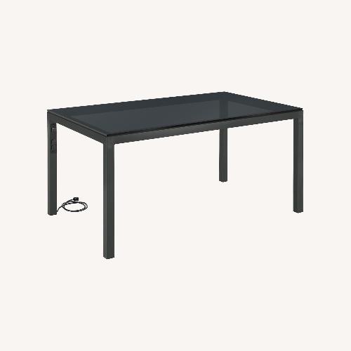 Used Room & Board Parsons Black Glass Desk 60x24 for sale on AptDeco
