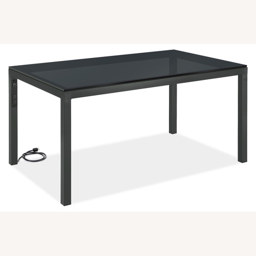 Used Room & Board Parsons Black Glass Desk 60x24 for sale on AptDeco